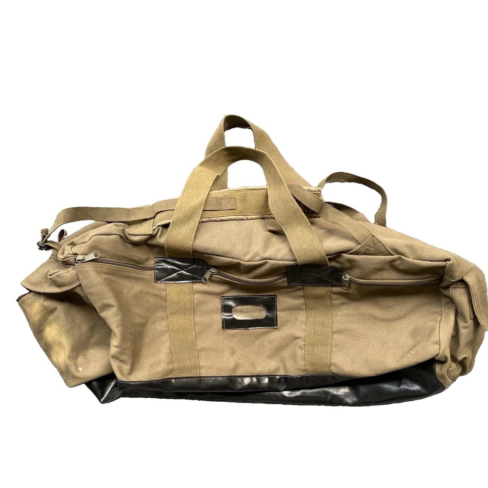 Heavy Duty Tactical Duffel Bag Brown IDF Mossad Style Cotton Canvas Carry